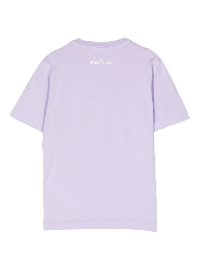 STONE ISLAND KIDS Contrast Nylon Detail T-Shirt Purple - MAISONDEFASHION.COM