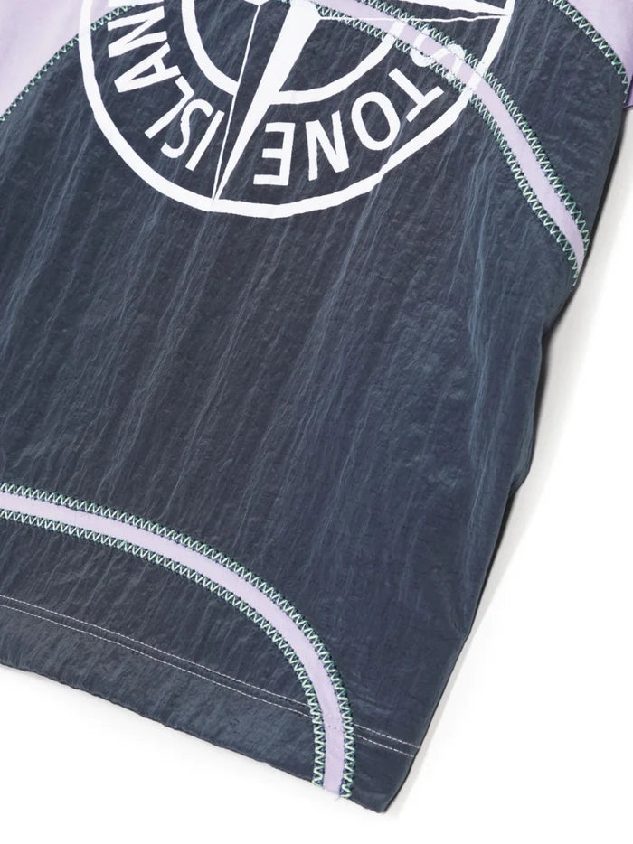 STONE ISLAND KIDS Contrast Nylon Detail T-Shirt Purple - MAISONDEFASHION.COM