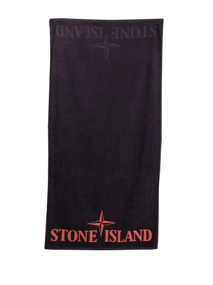 STONE ISLAND KIDS Logo Beach Towel Navy - MAISONDEFASHION.COM