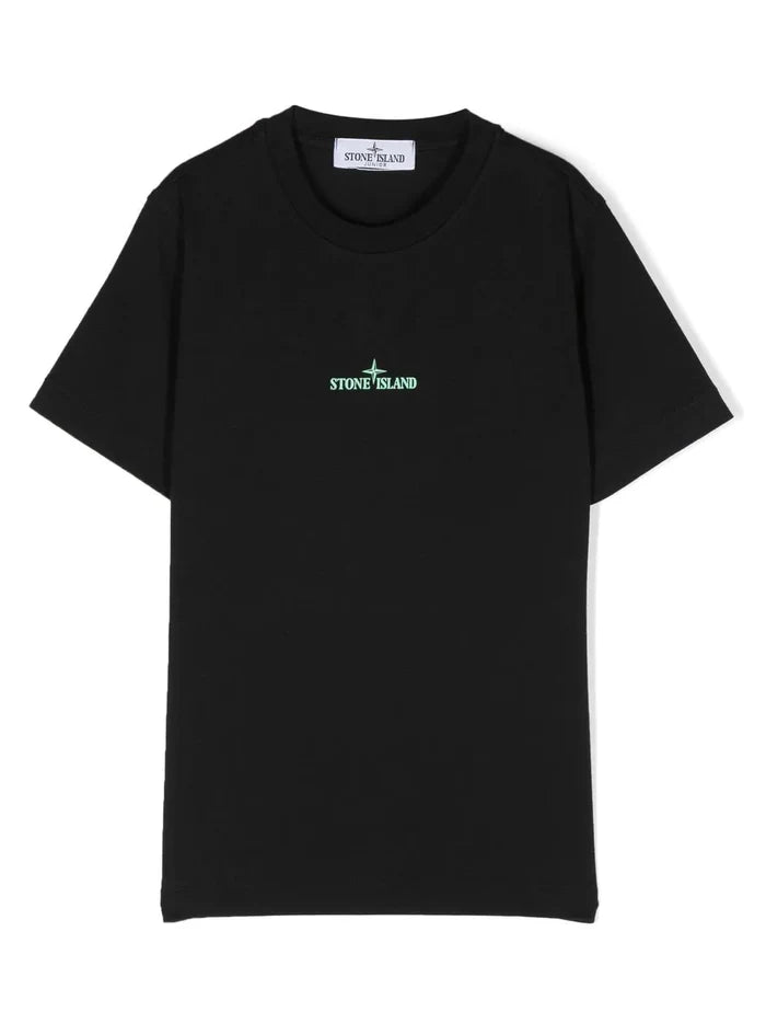 STONE ISLAND KIDS Logo Compass Back Print T-Shirt Black - MAISONDEFASHION.COM