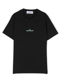 STONE ISLAND KIDS Logo Compass Back Print T-Shirt Black - MAISONDEFASHION.COM
