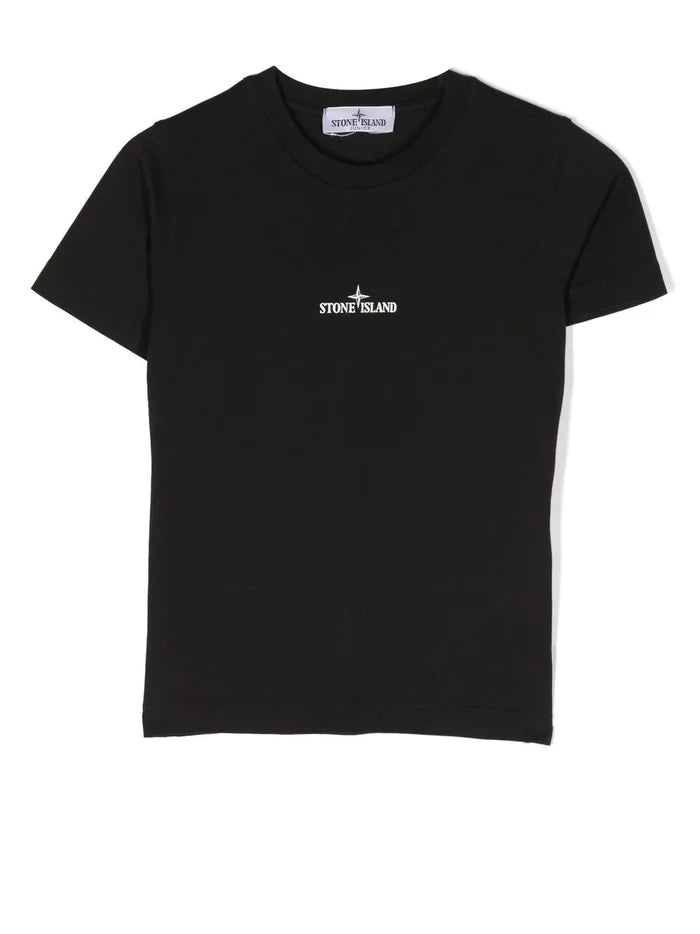 STONE ISLAND KIDS Logo Compass Graphic Print T-Shirt Black - MAISONDEFASHION.COM