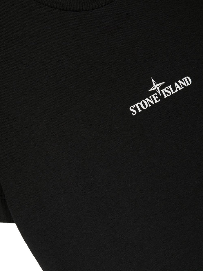 STONE ISLAND KIDS Logo Compass Graphic Print T-Shirt Black - MAISONDEFASHION.COM
