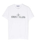 STONE ISLAND KIDS Logo Graphic Print T-Shirt White - MAISONDEFASHION.COM