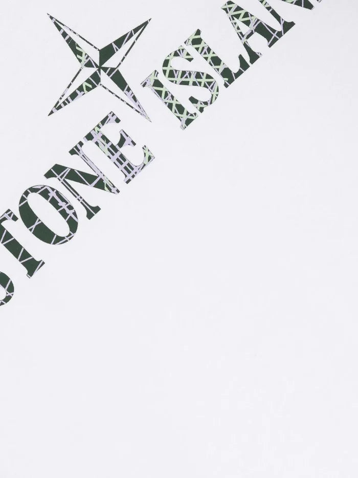 STONE ISLAND KIDS Logo Graphic Print T-Shirt White - MAISONDEFASHION.COM