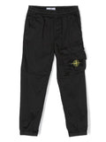 STONE ISLAND KIDS Logo-Patch Cargo Sweatpants Black - MAISONDEFASHION.COM