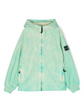 STONE ISLAND KIDS Logo Patch Compass Bleached Jacket Green - MAISONDEFASHION.COM