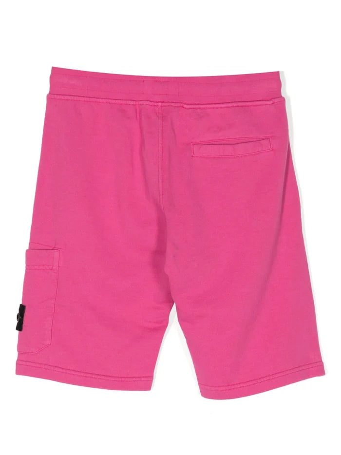 STONE ISLAND KIDS Logo Patch Compass Cotton Shorts Pink - MAISONDEFASHION.COM