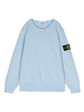 STONE ISLAND KIDS Logo Patch Compass Cotton Sweatshirt Light Blue - MAISONDEFASHION.COM