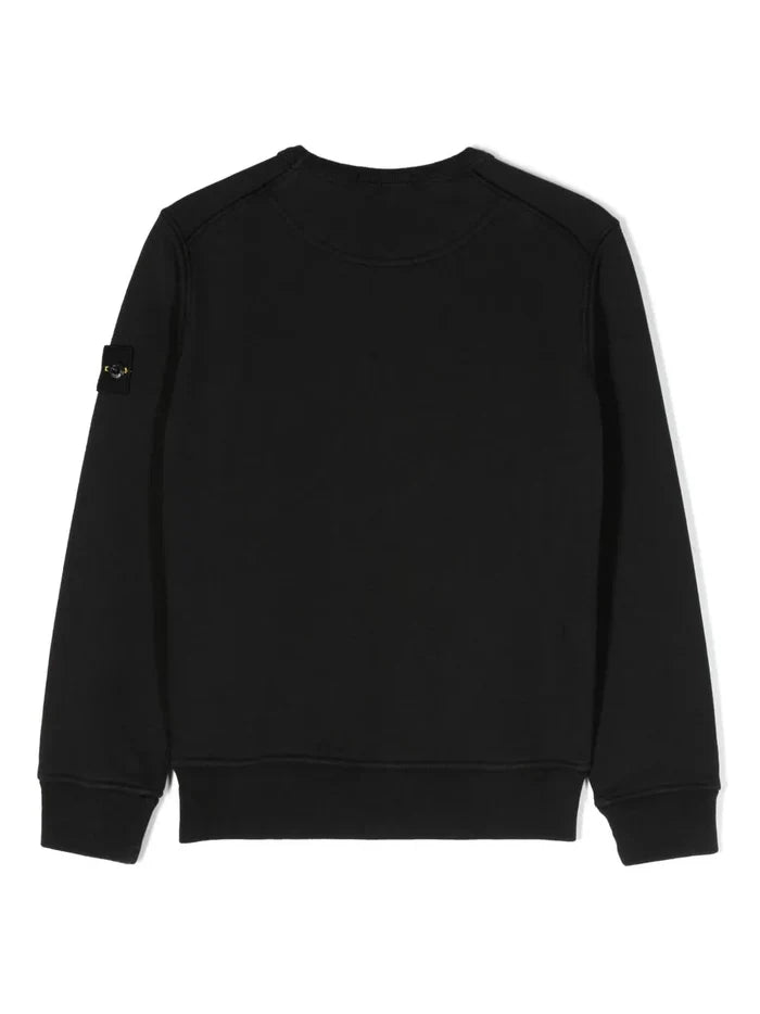 STONE ISLAND KIDS Logo Patch Compass Sweatshirt Black - MAISONDEFASHION.COM