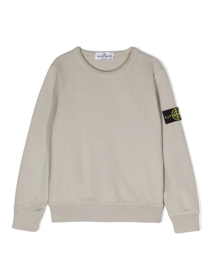 STONE ISLAND KIDS Logo Patch Compass Sweatshirt Taupe Grey - MAISONDEFASHION.COM