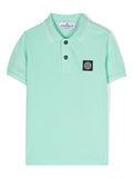 STONE ISLAND KIDS Logo Patch Cotton Polo Shirt Green - MAISONDEFASHION.COM
