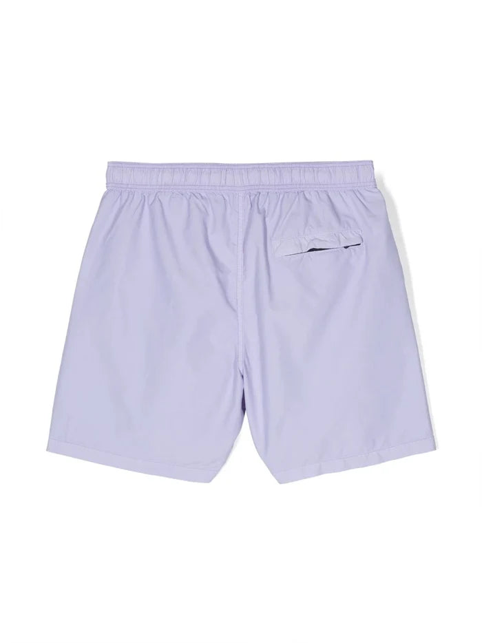 STONE ISLAND KIDS Logo Patch Elasticated-waist Swim Shorts Purple - MAISONDEFASHION.COM