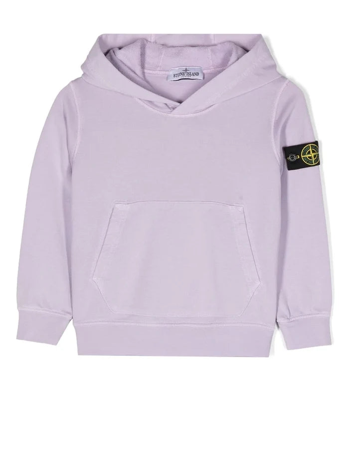 STONE ISLAND KIDS Logo Patch Hoodie Purple - MAISONDEFASHION.COM