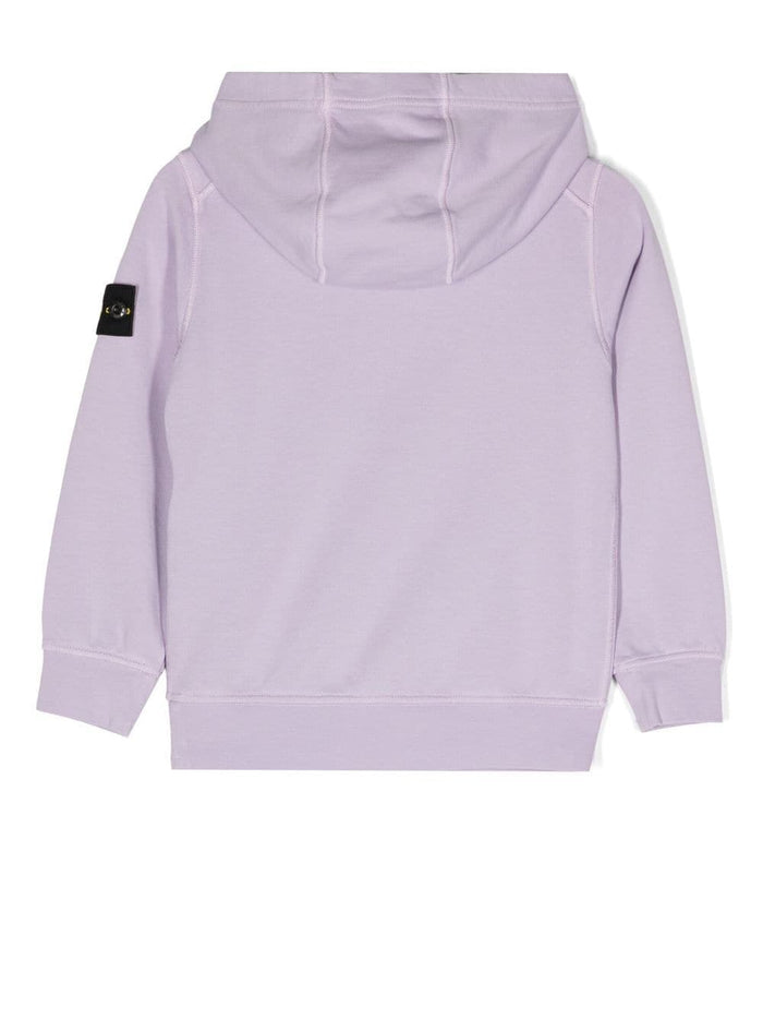 STONE ISLAND KIDS Logo Patch Hoodie Purple - MAISONDEFASHION.COM