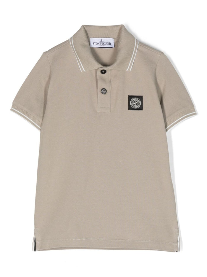 STONE ISLAND KIDS Logo Patch Polo Shirt Beige - MAISONDEFASHION.COM