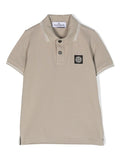 STONE ISLAND KIDS Logo Patch Polo Shirt Beige - MAISONDEFASHION.COM