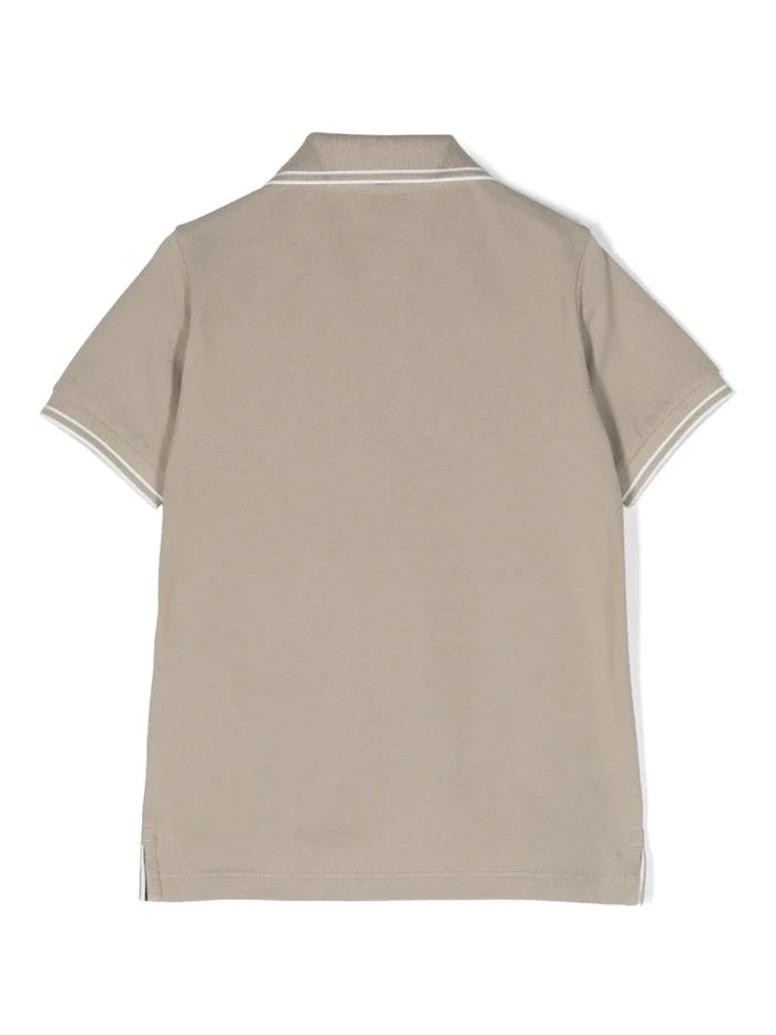 STONE ISLAND KIDS Logo Patch Polo Shirt Beige - MAISONDEFASHION.COM