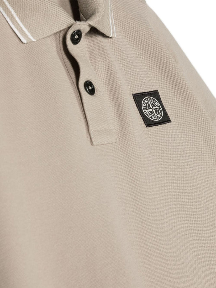 STONE ISLAND KIDS Logo Patch Polo Shirt Beige - MAISONDEFASHION.COM