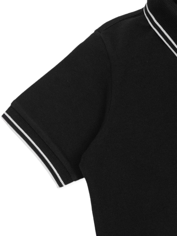 STONE ISLAND KIDS Logo Patch Polo Shirt Black - MAISONDEFASHION.COM