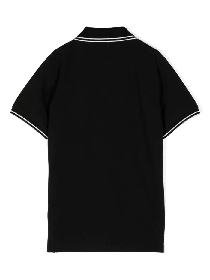 STONE ISLAND KIDS Logo Patch Polo Shirt Black - MAISONDEFASHION.COM