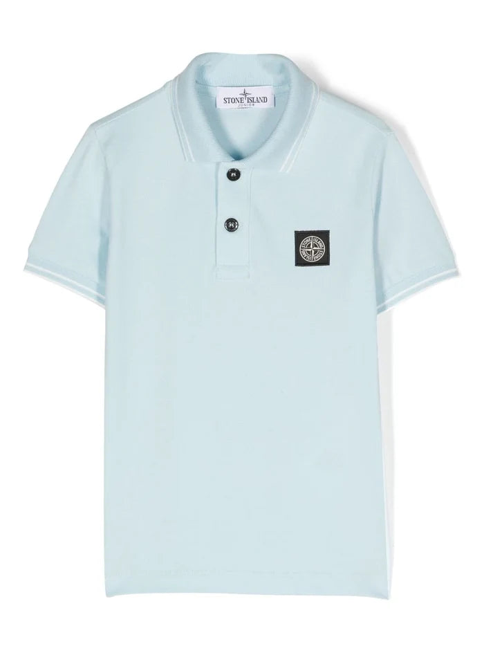 STONE ISLAND KIDS Logo Patch Polo Shirt Blue - MAISONDEFASHION.COM