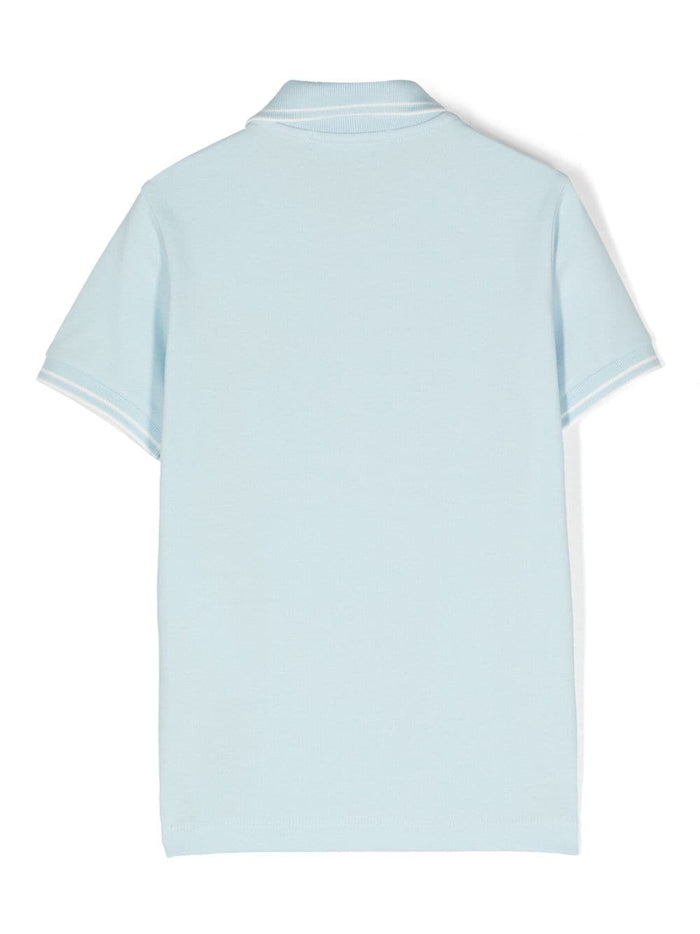 STONE ISLAND KIDS Logo Patch Polo Shirt Blue - MAISONDEFASHION.COM