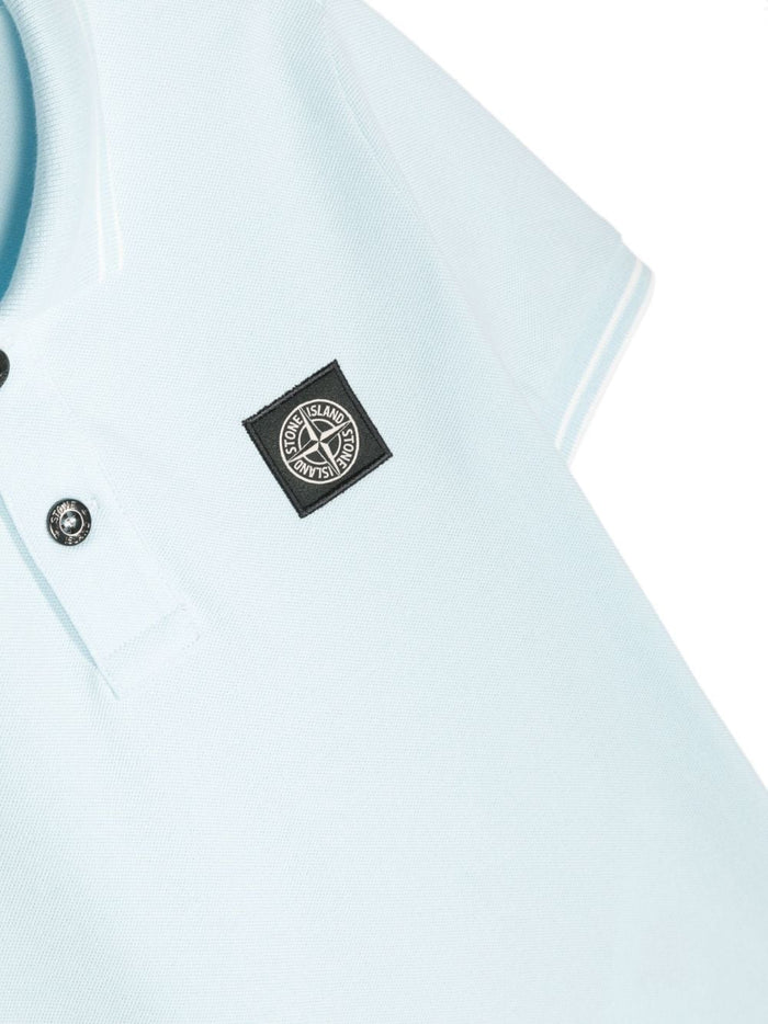 STONE ISLAND KIDS Logo Patch Polo Shirt Blue - MAISONDEFASHION.COM