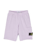STONE ISLAND KIDS Logo Patch Shorts Purple - MAISONDEFASHION.COM