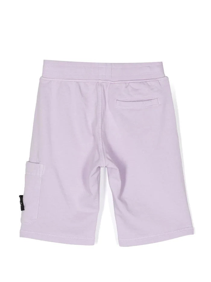 STONE ISLAND KIDS Logo Patch Shorts Purple - MAISONDEFASHION.COM