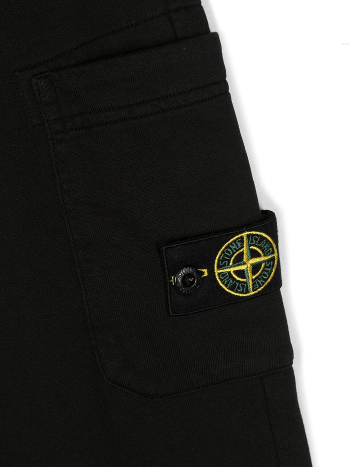 STONE ISLAND KIDS Logo-Patch Sweatpants Black - MAISONDEFASHION.COM