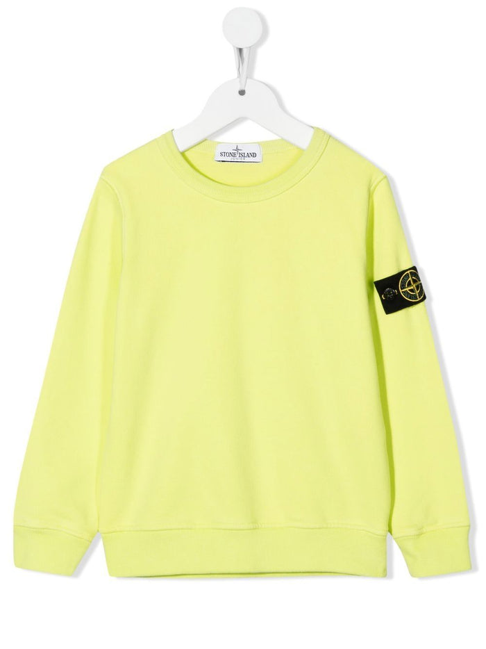 STONE ISLAND KIDS Logo-patch Sweatshirt Lemon Yellow - MAISONDEFASHION.COM