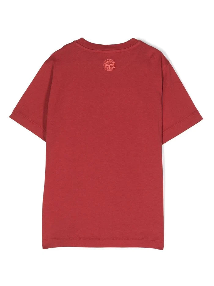 STONE ISLAND KIDS Logo Checked T-Shirt Red - MAISONDEFASHION.COM