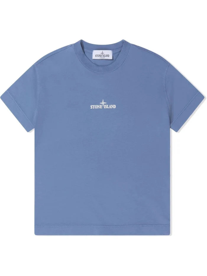 STONE ISLAND KIDS Logo-print cotton T-shirt Sky Blue - MAISONDEFASHION.COM