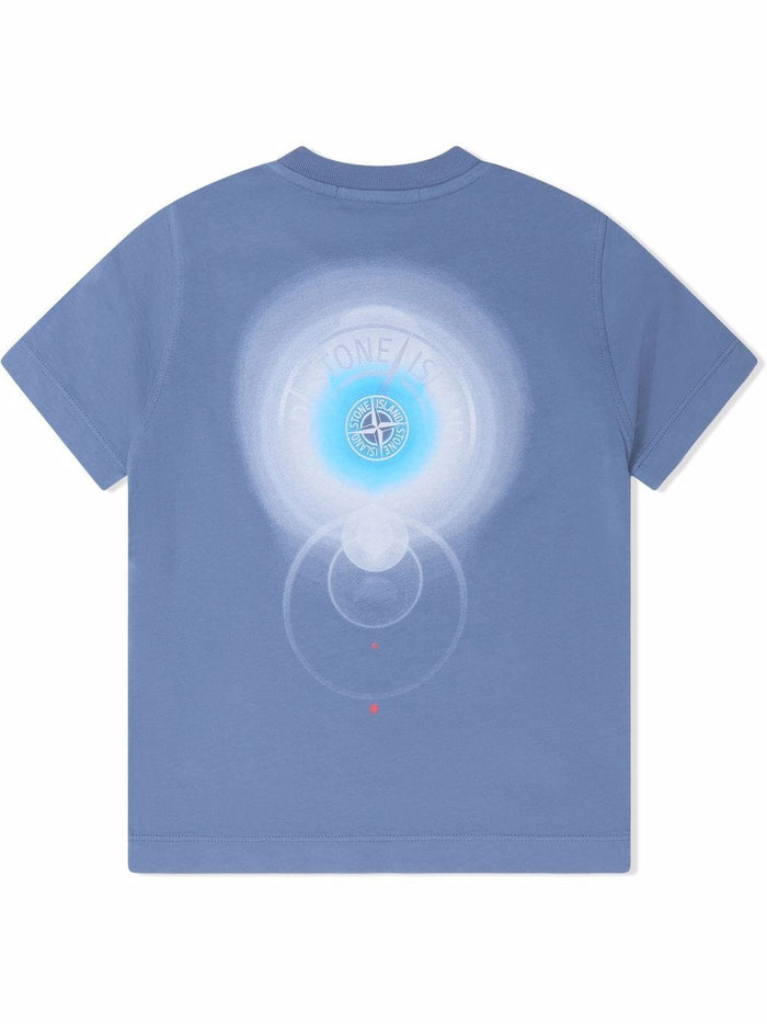 STONE ISLAND KIDS Logo-print cotton T-shirt Sky Blue - MAISONDEFASHION.COM