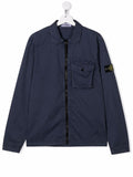 STONE ISLAND KIDS Logo sleeve-patch shirt jacket Navy - MAISONDEFASHION.COM