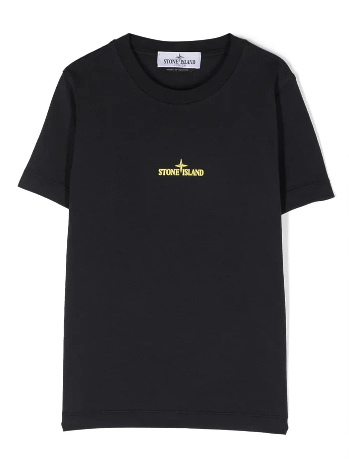 STONE ISLAND KIDS Logo Warped T-Shirt Prussian Blue - MAISONDEFASHION.COM