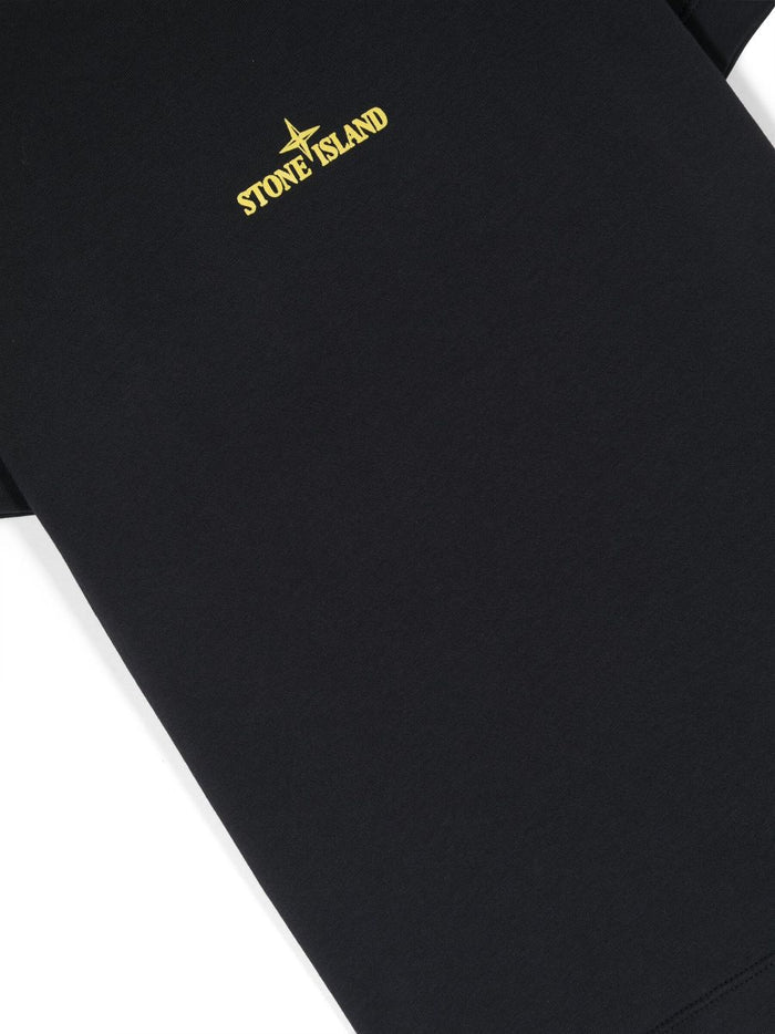STONE ISLAND KIDS Logo Warped T-Shirt Prussian Blue - MAISONDEFASHION.COM