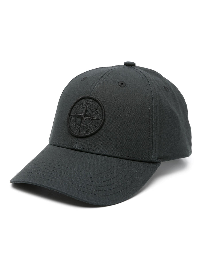 STONE ISLAND MEN Logo Compass Patch Cotton Cap Black - MAISONDEFASHION.COM