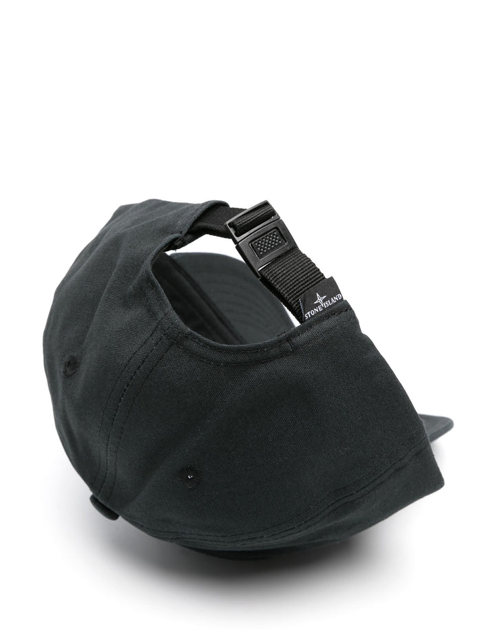 STONE ISLAND MEN Logo Compass Patch Cotton Cap Black - MAISONDEFASHION.COM