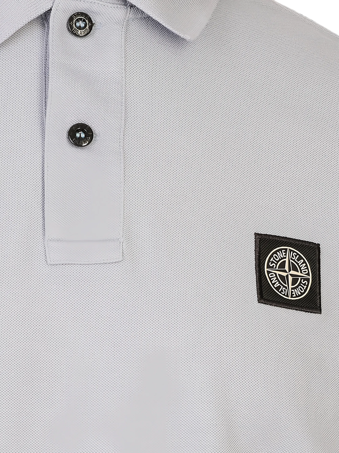 STONE ISLAND Logo-patch Polo Shirt Grey