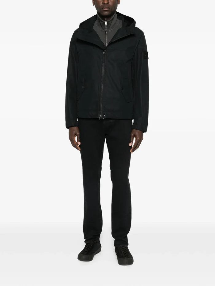 STONE ISLAND Logo Patch Slim Fit Jeans Black - MAISONDEFASHION.COM