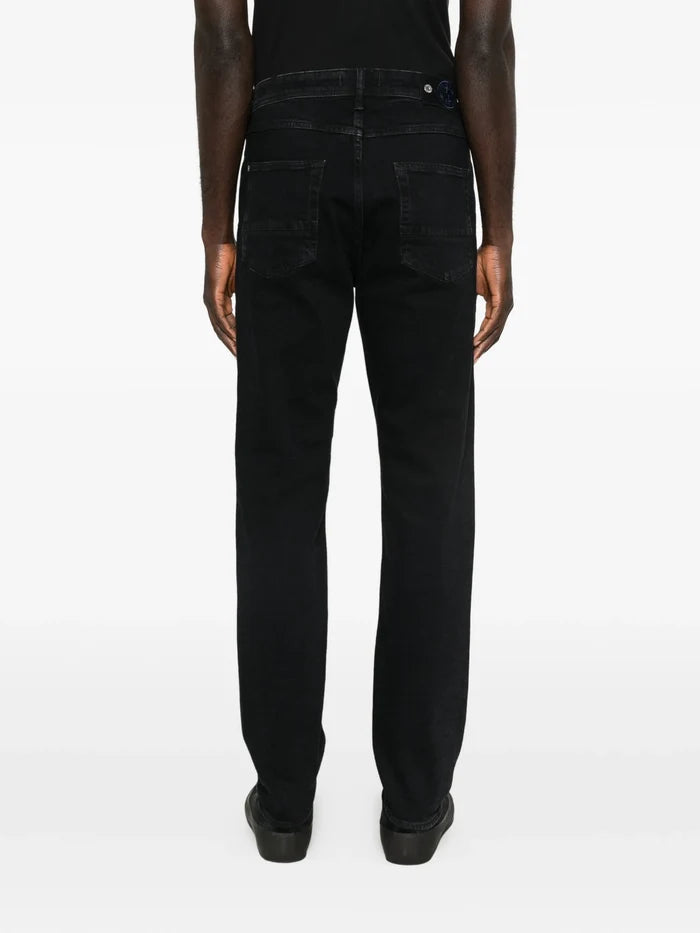 STONE ISLAND Logo Patch Slim Fit Jeans Black - MAISONDEFASHION.COM