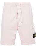 STONE ISLAND MEN Logo Patch Sweat Shorts Pale Pink - MAISONDEFASHION.COM