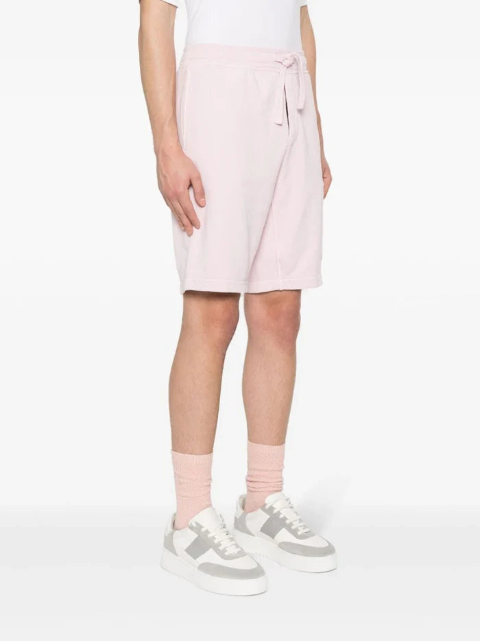 STONE ISLAND MEN Logo Patch Sweat Shorts Pale Pink - MAISONDEFASHION.COM