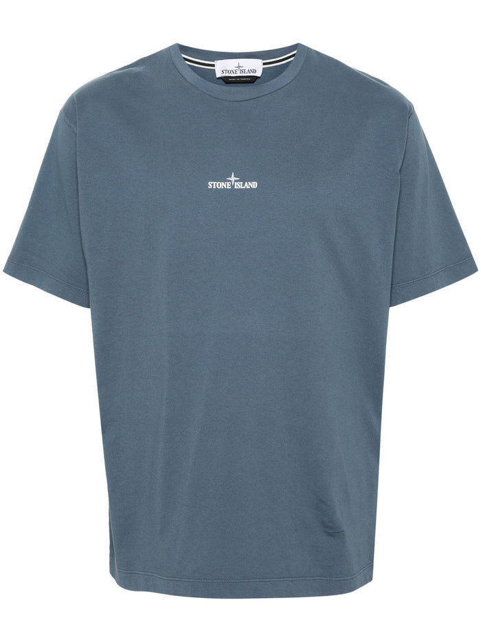 STONE ISLAND MEN Logo Print Graphic T-Shirt Blue - MAISONDEFASHION.COM