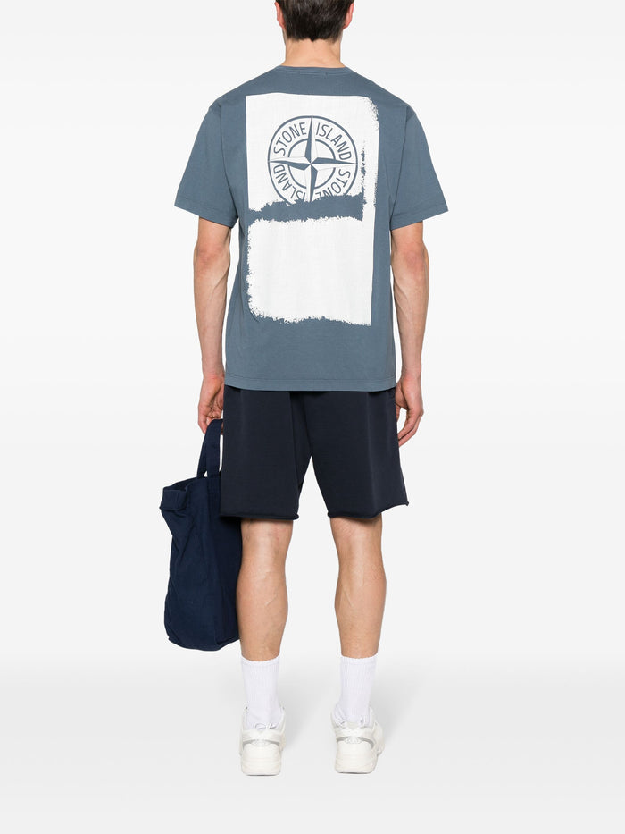 STONE ISLAND MEN Logo Print Graphic T-Shirt Blue - MAISONDEFASHION.COM