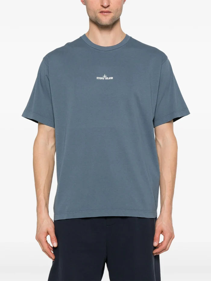 STONE ISLAND MEN Logo Print Graphic T-Shirt Blue - MAISONDEFASHION.COM