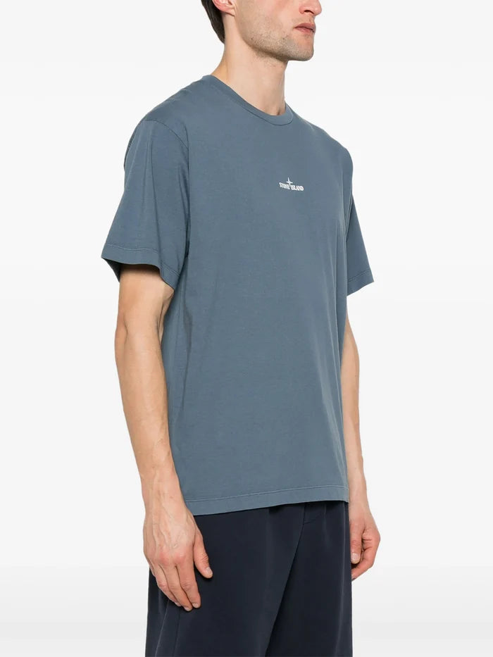 STONE ISLAND MEN Logo Print Graphic T-Shirt Blue - MAISONDEFASHION.COM