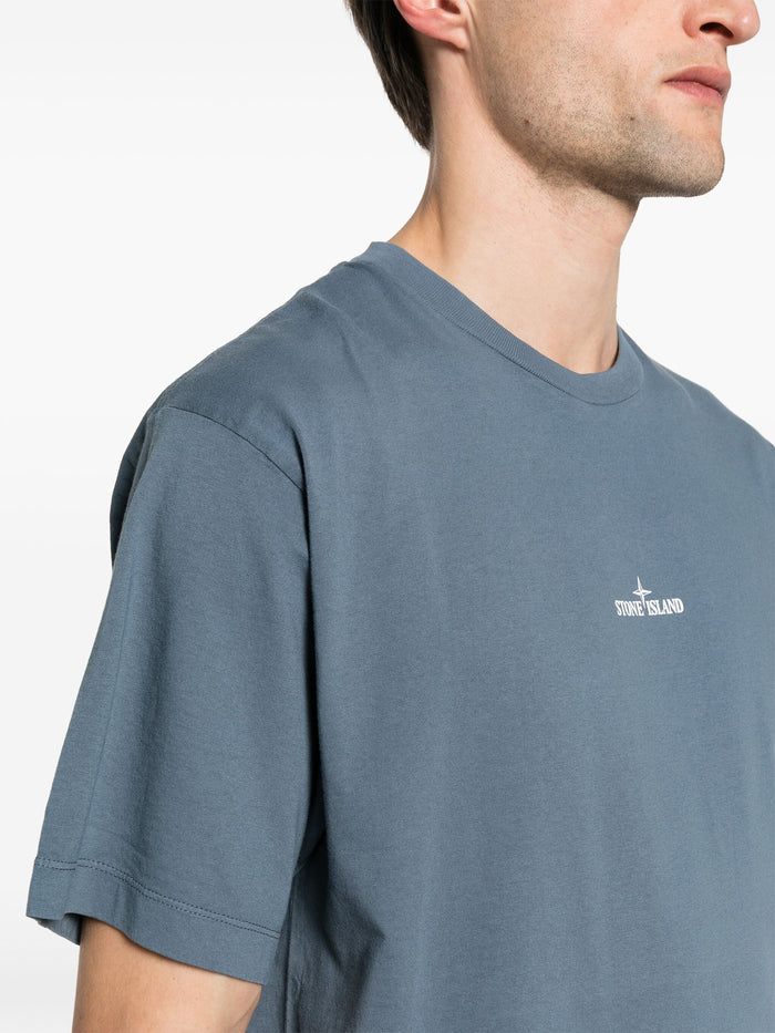 STONE ISLAND MEN Logo Print Graphic T-Shirt Blue - MAISONDEFASHION.COM